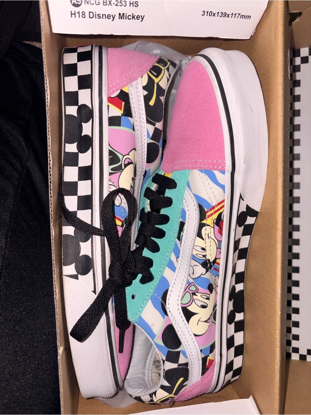 Vans Old Skool Pink, Teal & Black Checkerboard Low-Top Sneakers